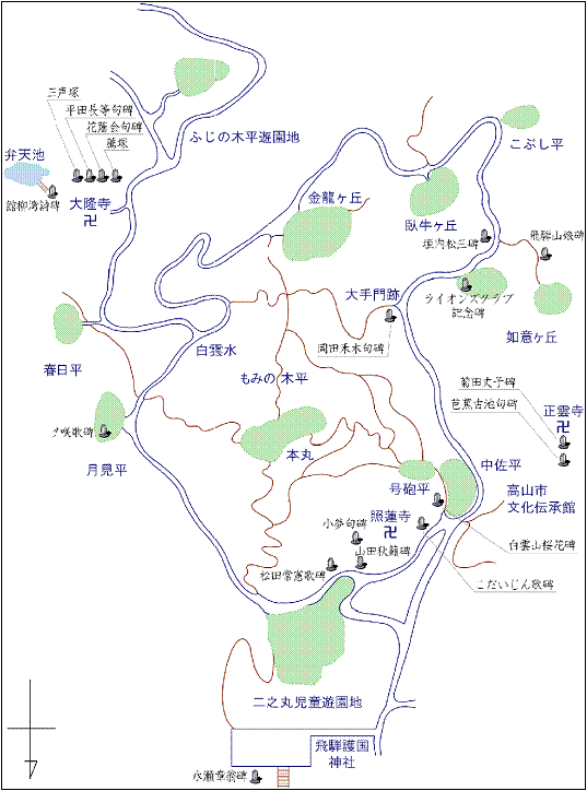 城山文学碑位置図